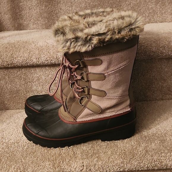 Khombu Women's "North Star" Gray & Taupe Waterproof Winter Boots Size 11 - Picture 2 of 8